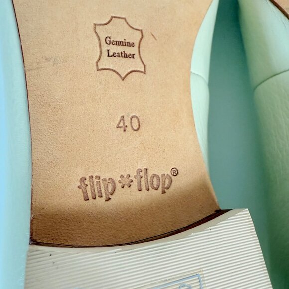 FlipFlop Cream Leather Tassel Loafers Size 8.5 Slip On Flat Stack Heel Casual - Picture 9 of 14